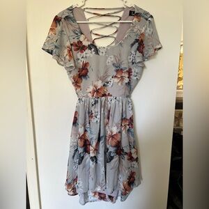 Lulu's Floral Crisscross Back Dress